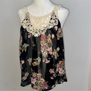 Fun & Flirt Sheer Floral Sleeveless Blouse